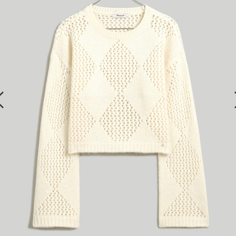 Madewell Diamond-Stitch Crop Sweater NWT (Cream, M)